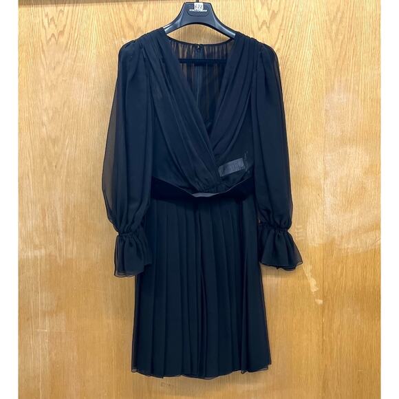 DOLCE & GABBANA Black Gathered silk-blend chiffon Mini Dress 42 M - Picture 9 of 12